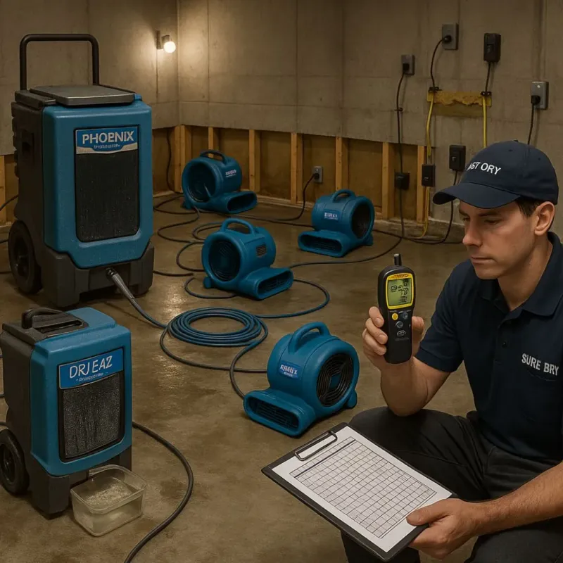Structural Drying and Dehumidification process in Tower Lake, IL